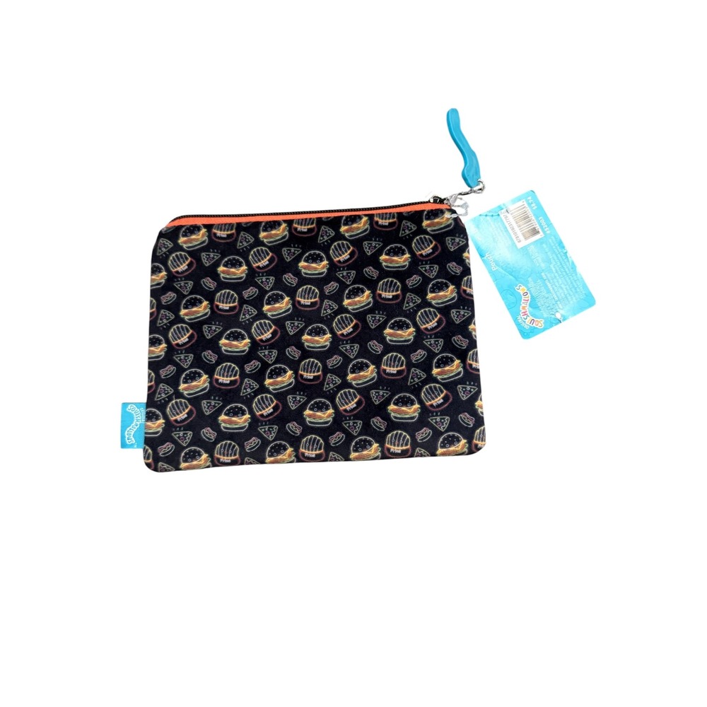 Squishmallows Pouch Unisex OS Black NEW Suns Out Buns Out Burger Food Print Bag - Picture 2 of 2